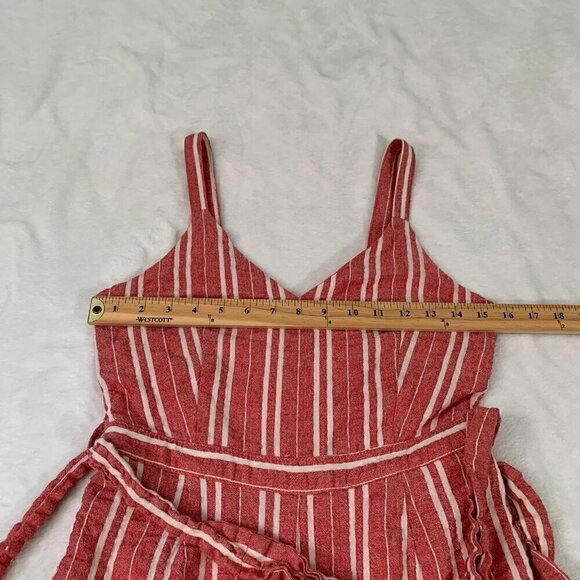 Anthropologie ett:twa red white striped gauzy crop length cotton blend jumpsuit - Picture 9 of 12